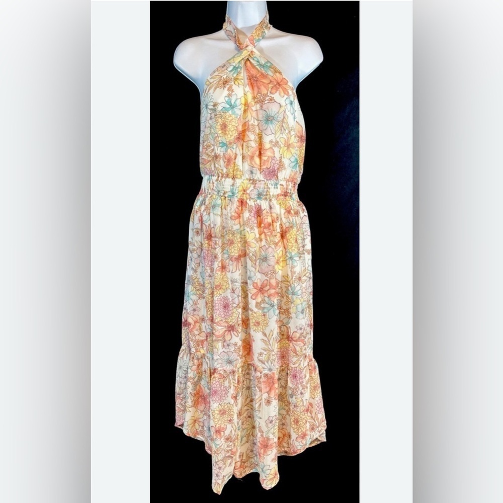 Maurices Floral Halter Midi Dress, Large